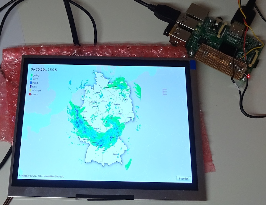 RainRadar app running on Pi in kiosk mode