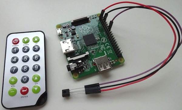 A Raspberry Pi A+ and my IR remote